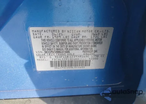 2021 Nissan Kicks Sv Xtronic Cvt from USA, damaged, VIN 3N1CP5CV0ML511605